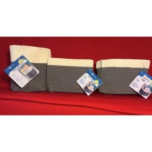 INTER DESIGN HAND KNIT BIN GREAT FOR ORGANIZING NURSERY ESSENTIAL, 3 PIECES W/GR